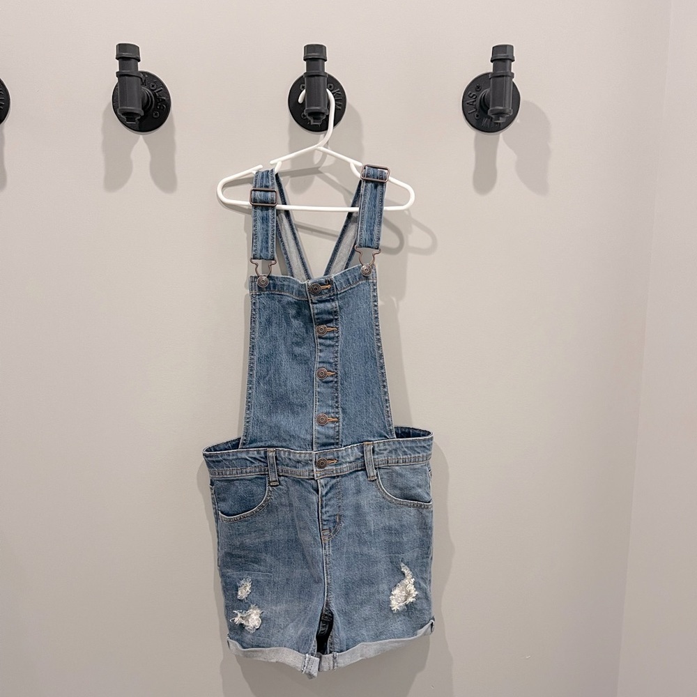 Girls Cat & Jack denim shortall Size 10/12 - Picture 2 of 7
